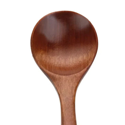 6Pcs Wooden Spoons Set, Kitchen Utensils for Soup, Dessert & Dinner Serving, Wood Cutlery