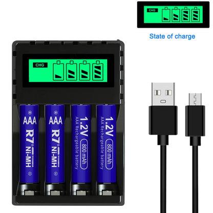 Battery Charger 4-slot Charger for Charging 1-4 Batteries Smart Charger with LCD for AA/AAA NiCd NiMh Rechargeable Batteries