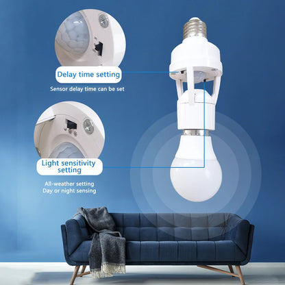 Smart E27 PIR Motion Sensor Light Switch 110V 220V Detector Base Lamp Holder Lux Time Delay Adjust Control Bulb Socket