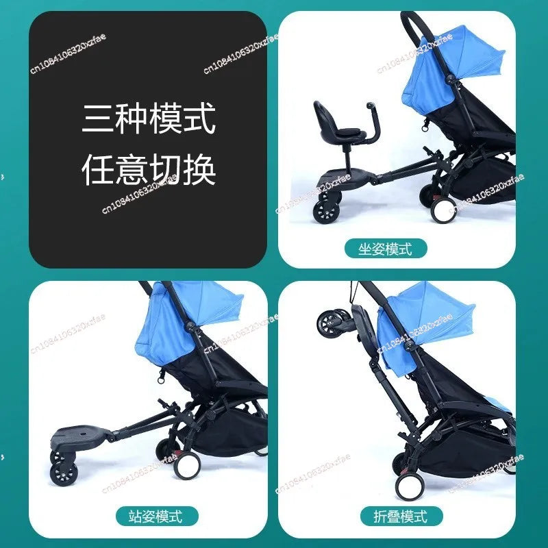 Innovative Baby Stroller Add - on: Auxiliary Pedal & Seat Combo for Hassle - Free Outings with Two Kids
