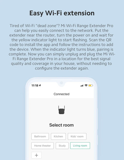 New Original Xiaomi Wifi Amplifier Pro 300M 2.4G Repeater Network Expander Range Extender Roteader Mi Wireless Wi-Fi Router