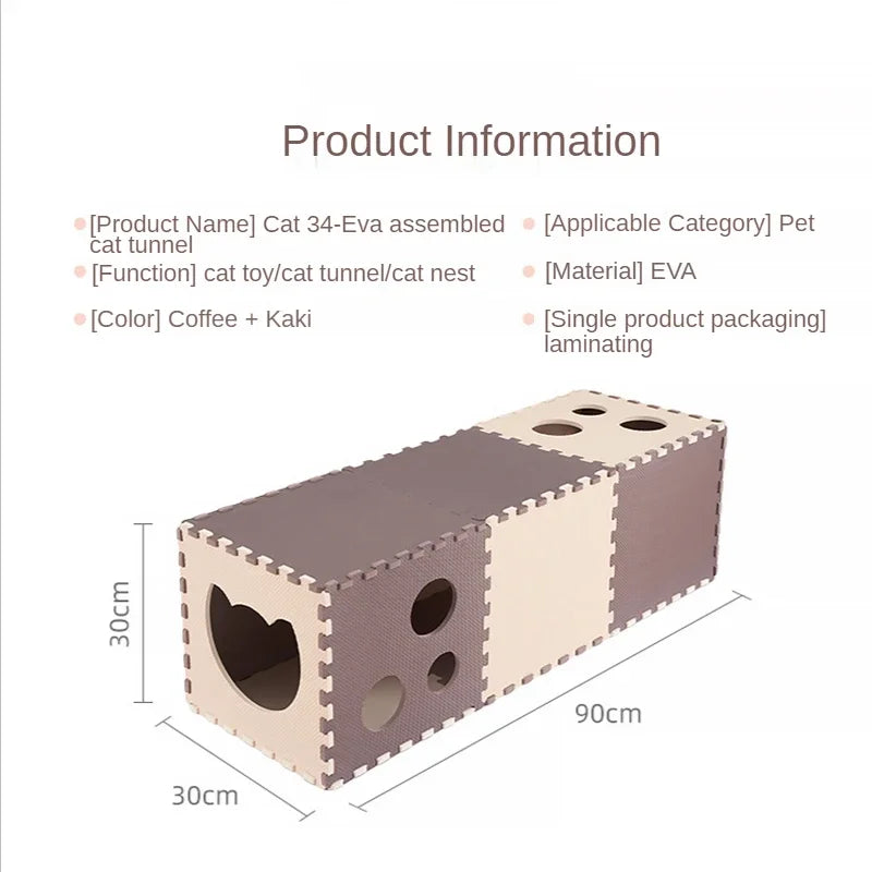 Cat Tunnel Toys EVA Foam Scratchig Board Ground Play Foldable Tunnel DIY Combination Interactive Toys Cat Training Accessories