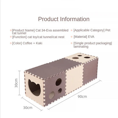Cat Tunnel Toys EVA Foam Scratchig Board Ground Play Foldable Tunnel DIY Combination Interactive Toys Cat Training Accessories