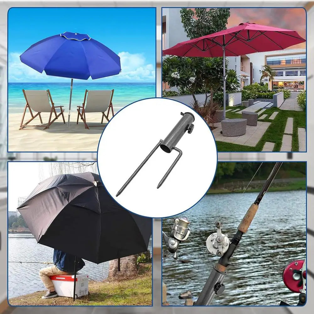 Patio Umbrella Ground Anchor Beach Umbrella Sand Anchor Outdoor Round Umbrella Holder For Sand Adjustable Heavy-Duty Iron