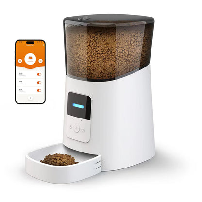 Video Automatic Pet Feeder with HD Camera, Food Dispenser for Cats and Dogs WiFi Smart Feeder with Camera 6L 2-Way Audio,Mobile