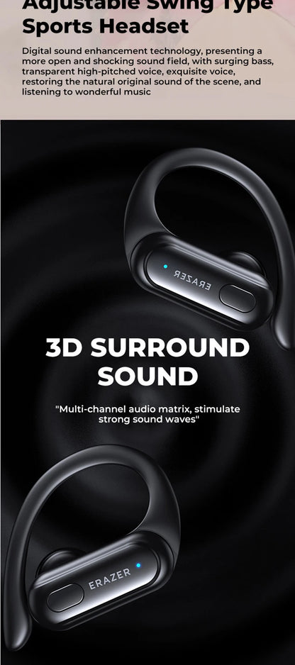ERAZER XT60PRO Sports Wireless Headphones Bluetooth  Earphones Earbuds Noise Reduction Headset with Mic Earhook