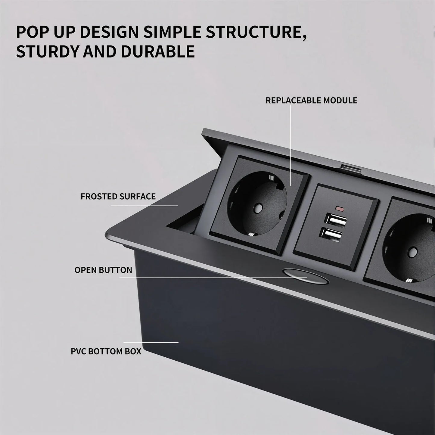 Multifunctional Slow-Rise Pop-Up Socket with USB/HDMI - Aluminum Alloy Embedded Conference Desk Socket