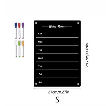 Acrylic Fridge Magnetic Blackboard Weekly Daily Calendar Memo Refrigerator Magnetic Clear Planner Dry Erase Message Board List