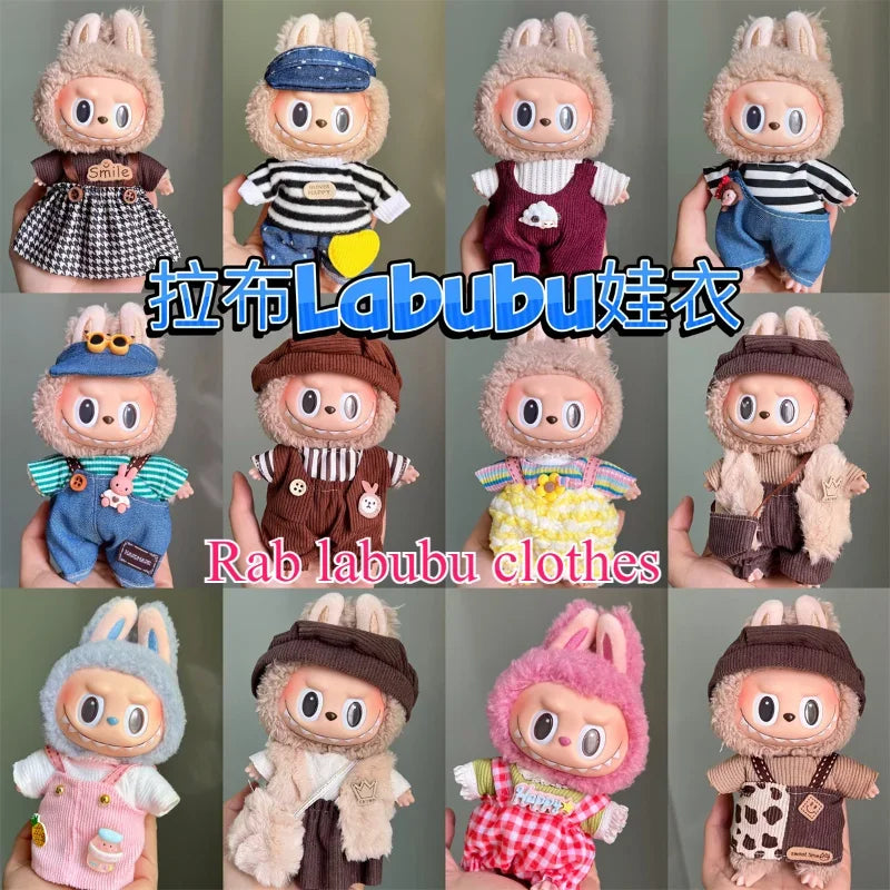 POP Labubu baby clothes 17cm plush vinyl labubu sit-down party first-generation and second-generation suit, clothes only