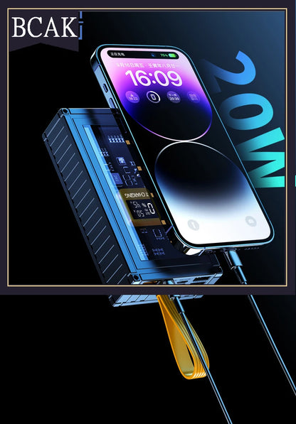 BCAK  Brand discount store 30000mAh 50000mAh 120W Fast Charging Transparent Power Bank 200000mAh Large-capacity Mobile Power