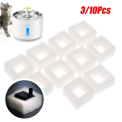 3/10Pcs Cat Water Fountain Water Pump Foam Filter Compatible With Square Dispenser Pre-Filtered For Fresh & Clean Drinking Water