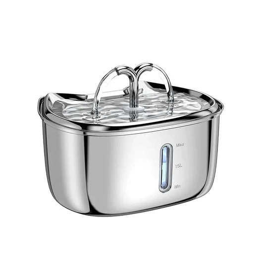 Stainless Steel Pet Water Feeder Cat Automatic Water Fountain USB Electric Mute for Cat Dog Filter Fountain Smart Drinking Bowl