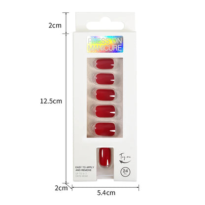 Short Full Press on Nails 24 Pcs False Nails Set Stick on Nails High Quality Reusable Fake Nails Solid Color Design Nail Art