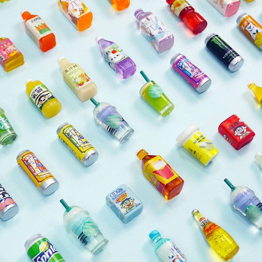 1:12 Miniature Furniture Shopping Cart Refrigerator Kitchen Shelve Mini Drink Dessert Food Dollhouse Kitchen Toy Model Gift