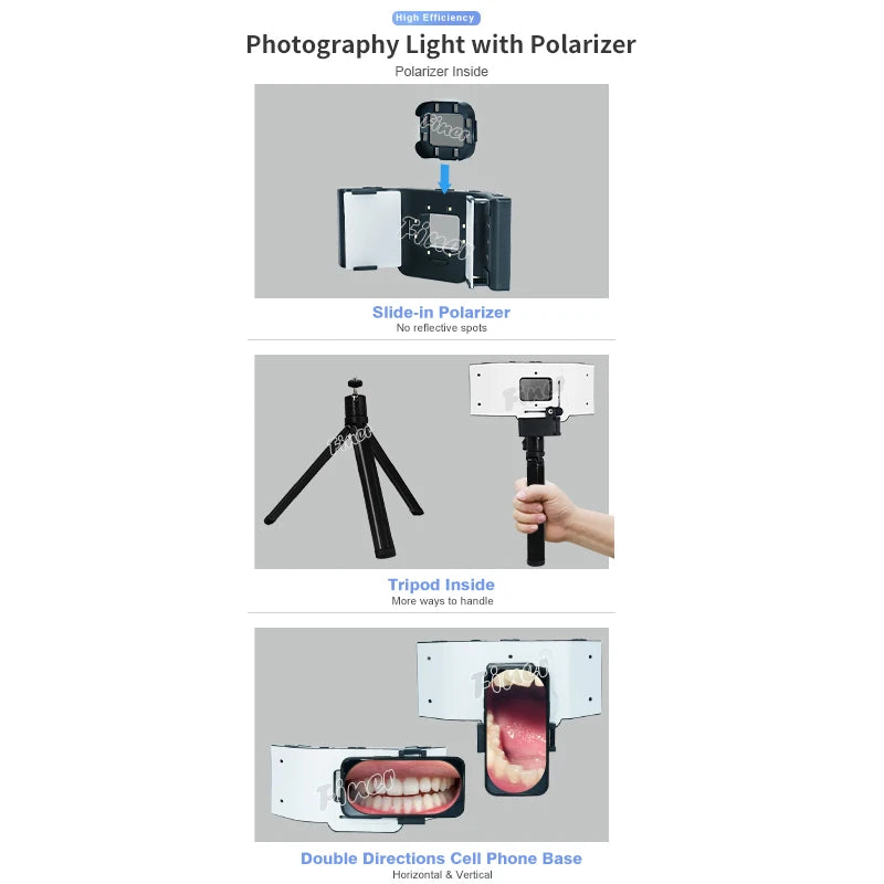 Dental Flash Photography  Light LED Photo Video Flash Light Oral Lamp with Tripod Polarizer Dentist Tool for Dentistry