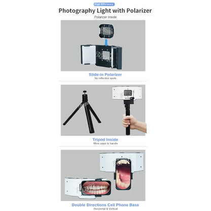 Dental Flash Photography  Light LED Photo Video Flash Light Oral Lamp with Tripod Polarizer Dentist Tool for Dentistry