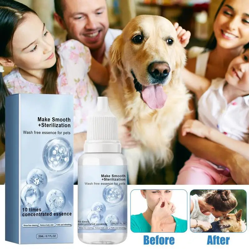 Pet Dry Cleaning Essence 20ml Portable Waterless Cat Oil Odor Eliminator Serum For Home Pet Essence Deodorizing