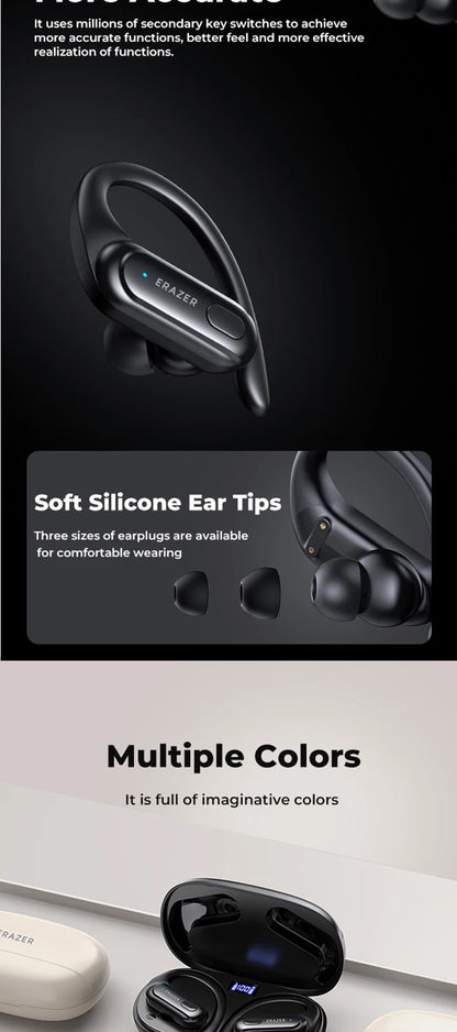 ERAZER XT60PRO Sports Wireless Headphones Bluetooth  Earphones Earbuds Noise Reduction Headset with Mic Earhook