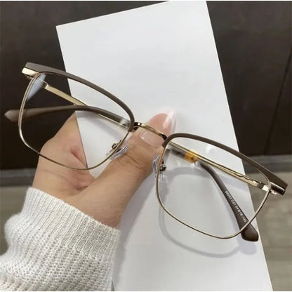 Photochromic Anti Radiation  Glasses  Korean Square Metal Men Women Eyeglasses Fashion Anti Blue Light Glass