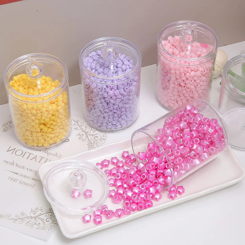 Cotton Swab Storage Box Makeup Jewelry Organizer Round Transparent Jar Bathroom Cosmetic Home Organization