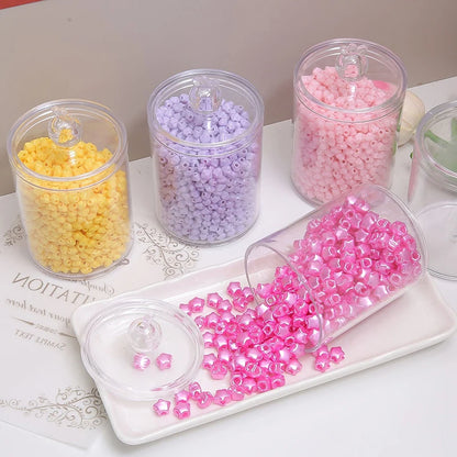 Cotton Swab Storage Box Makeup Jewelry Organizer Round Transparent Jar Bathroom Cosmetic Home Organization