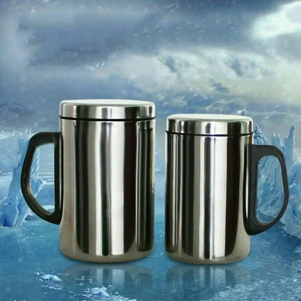 Steel Travel Lid Thermal Camping Vacuum Flask Water Bottle Tea Cup Coffee- Mug