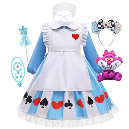 Girl Alice Costume Halloween Maid Lolita Dress Kids Cosplay Servant Family Party Fancy Clothing New Arrival