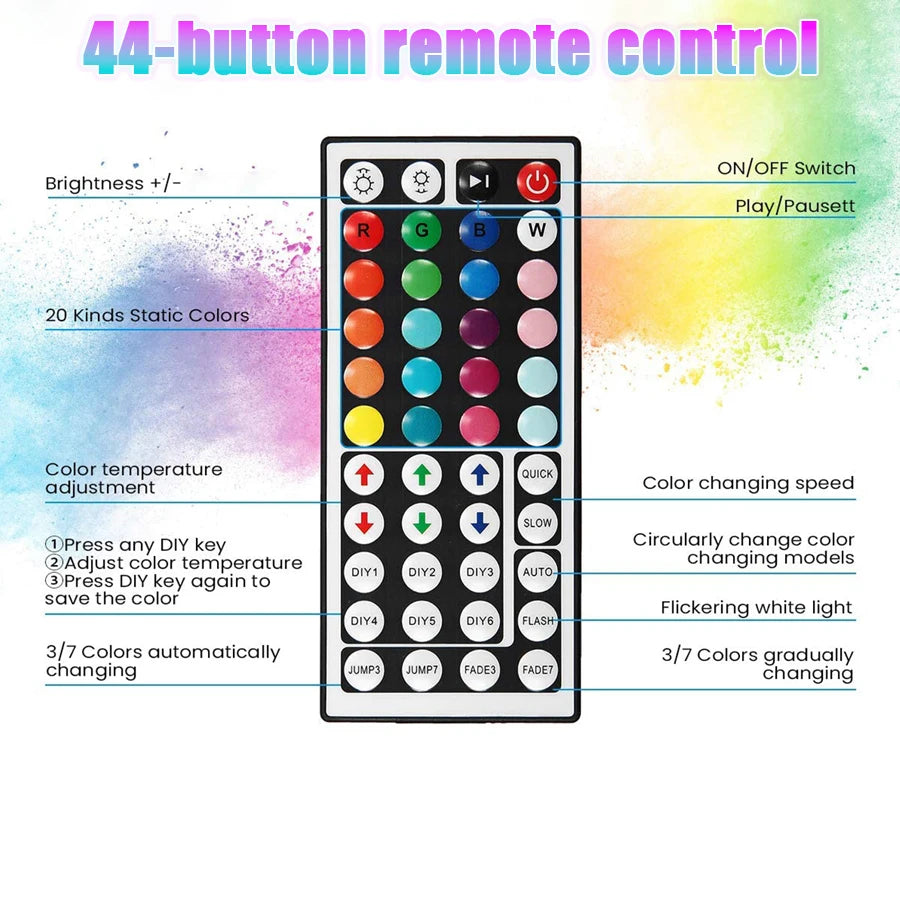 Smart LED Strip Lights, with Wireless Infrared Remote Control, Color Changing & Music Sync with App Control and Remote, USB Powe