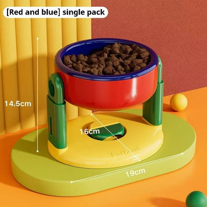 Pet Feeder Slow Feed Bowls Double Bowls Foldable with 3 Adjustable Height Suitable for Pets of Different Heights Water Feeding