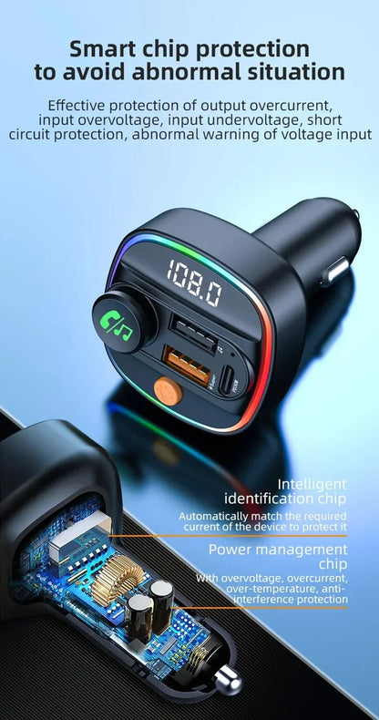 Xiaomi FM Transmitter Bluetooth 5.3 Hands Free Car AUX Radio Modulator MP3 Player with Fast Charging Adapter Auto Accessories