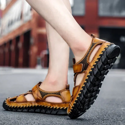 Comfortable Man Sandal for Men Flat Sandals Trend 2024 Men's Summer Sandal Authentic Leather Shoes Man Platform Sandals. Slipers