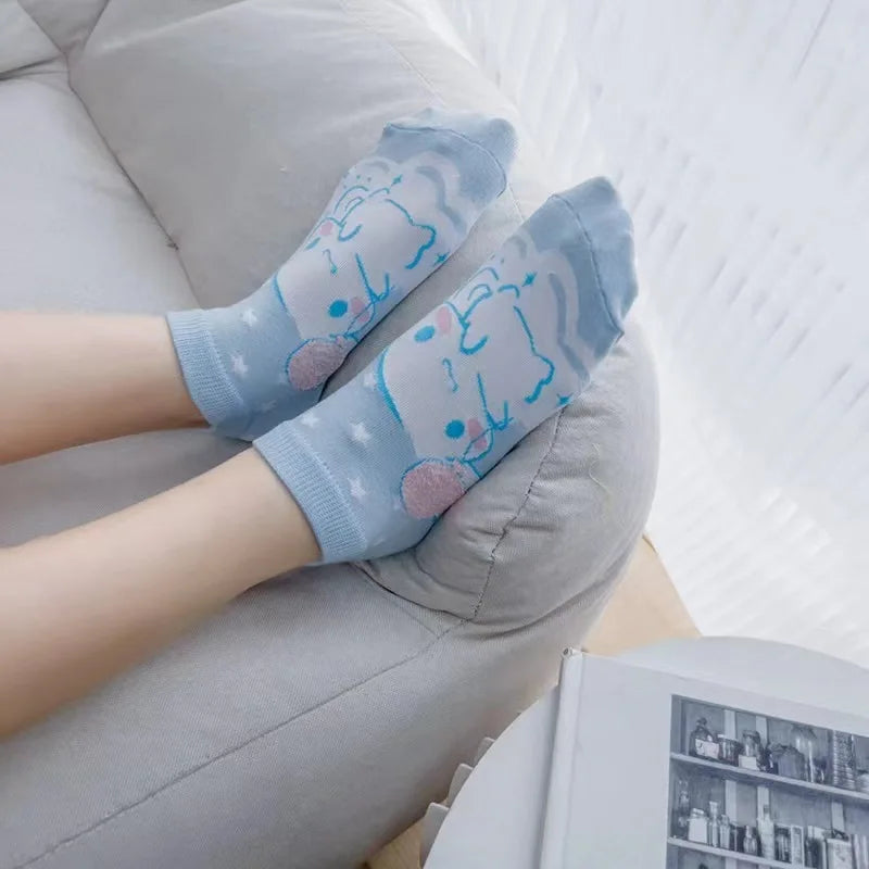 Sanrio's Innovative and Cute Women's Cartoon Short Socks Are High-Quality Comfortable Soft and Breathable Gift Socks