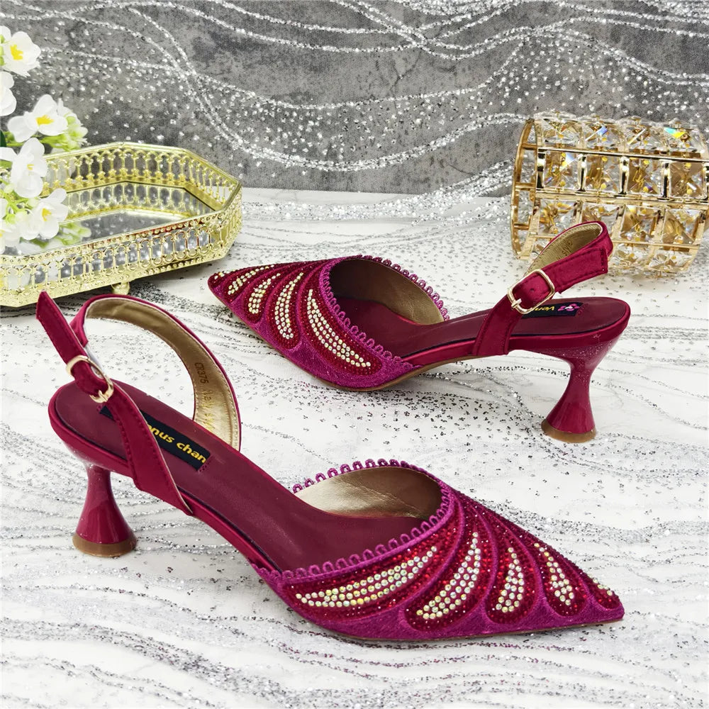 High Quality African Wedding Shoes Summer Sandals for Wedding 2025 Sexy Pumps Rhinestone Fashion Women Wedding Shoes