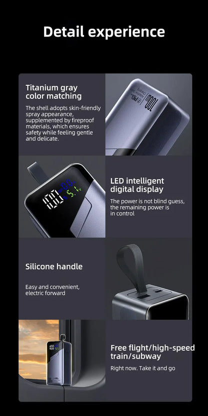 PD100W GaN Power Bank 20000mah/30000mah Build in Line High Definition LED Screen UFCS Phone Laptop Phone Portable Fast Charging