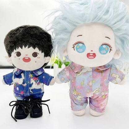 20CM Plush Doll Clothes Suit Fruit Animals Printing Lapel Shirt Pants Casual Wears Cotton Stuffed Toys Idol Dolls Accessories