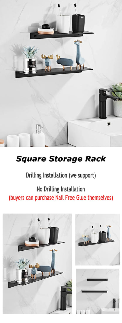 Floating Bathroom Shelves Without Drilling Storage Wall Rack Home Organizer Ledge Hardwares Cabinet Kitchen Toilet Accessories