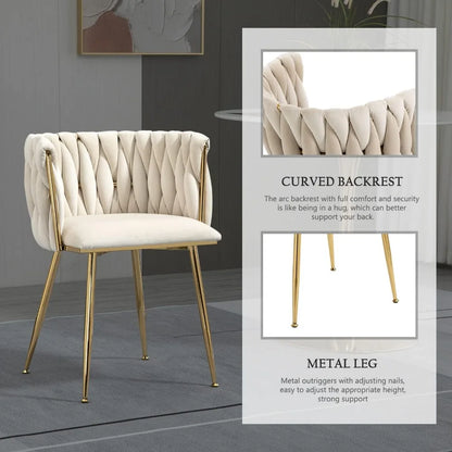 Modern Velvet Dining Chair with Gold Metal Legs, Set of 4 Luxury Tufted Dining Chairs for Living Room, Dining Chair