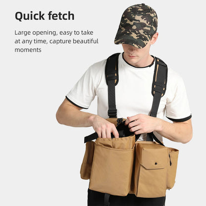 Camera Harness Chest Pack Camera Vest Camera Bag Camera Waist Pack Waterproof for DSLR Camera Body Lens Smartphone Water Bottle