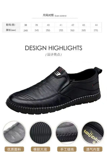 Mens PU Leather Loafers Non Slip Walking Flats Breathable Outdoor Slip on Casual Shoes for Male Work Office Driving Sneakers2