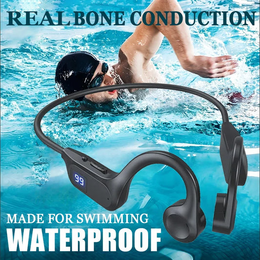 Real Bone Conduction Swimming Headset IPX8 Waterproof Wireless Bluetooth Headset Sports Swimming Professional Diving Headset