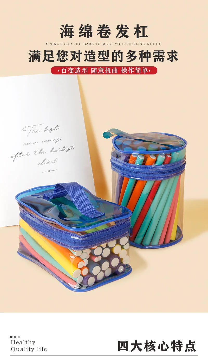 42pcs Flexible Hair Curling Rod Hair Curler Makers Soft Foam Bendy Twist Curls Flexi Rollers Styling Tools Hair Roller No Heat