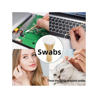 100/300PCS 6 Inch Precision Tips Cotton Swabs - Long Wooden Stick Cotton Buds Pointed Cotton Swabs With Case - Cotton