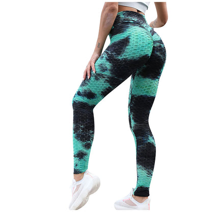 Yoga Pants Tie Dye Seamless Leggings Push Up Women Sports Fitness Contour Yoga Running Pants Elastic Nylon Tights Legging