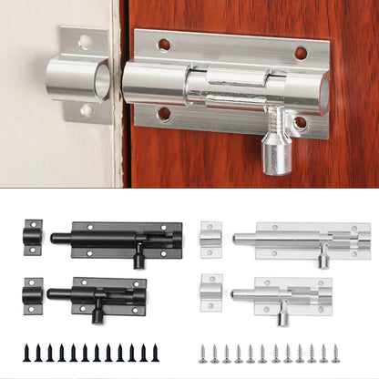Black Door Lock Barrel Aluminum Alloy Door Lock Latch for Home Hardware Gate Safety Door Bolt Tower Window Catch Lock Silver