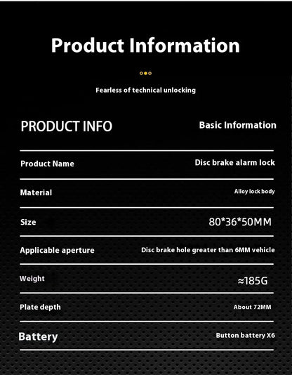 Bike Lock Bicycle Disc Brake Lock Alarm Protection Electric Bikes Locks Motorcycle Brake Disc Anti-theft Locks Cycling Equipment