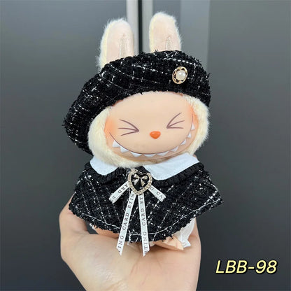 Labubu can wear baby clothes vinyl cloth 17cm doll cute change casual suit skirt plush clothes