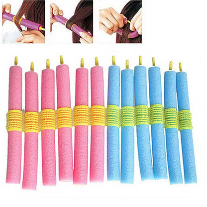 12PCS Soft Hair Curler Roller Curl Hair Bendy Rollers Flexible DIY Magic Hair Curlers Tool Styling Rollers Sponge Hair Curling