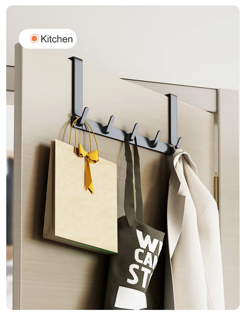 Hooks Over The Door Bathroom Organizer Rack Durable Hanging Row Hook Holder Clothes Coat Hat Towels Hanger Storage 5/6/7 Hooks