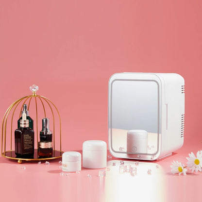 8L Mini Skincare Fridge with LED Mirror - 3-in-1 Portable Cooler & Warmer for Makeup, Face Masks, Perfumes (Home/Office/Car