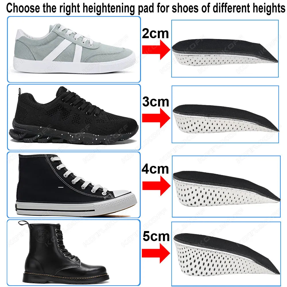 Height Increase Half Shoe Insoles Heel Insert Sport Cushion EVA Memory Foam Heel Lifting 2/3/4/5CM Taller Invisible Heighten Pad